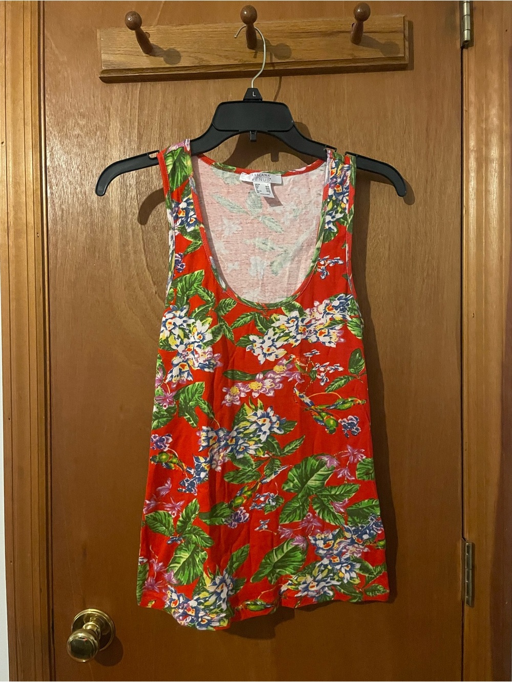 Lascana for Venus Bright Red Floral Tank Top Size S